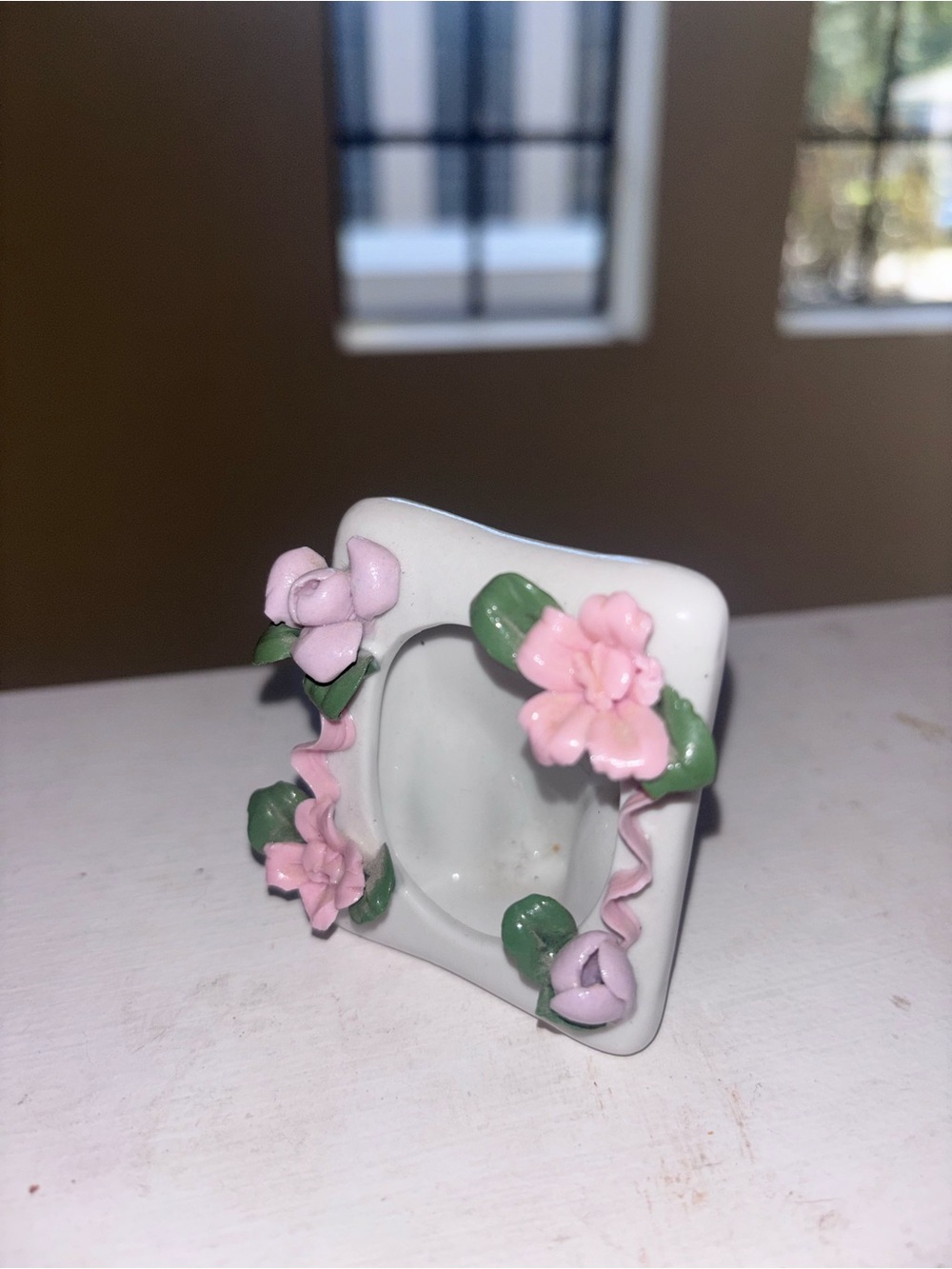 Mini Porcelain Pink Floral Decorative Mini Frame Trinket